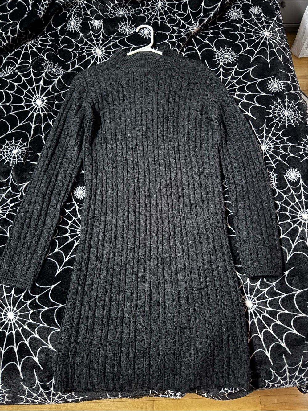 No Boundaries Black Cable-Knit Long Sleeve Dress